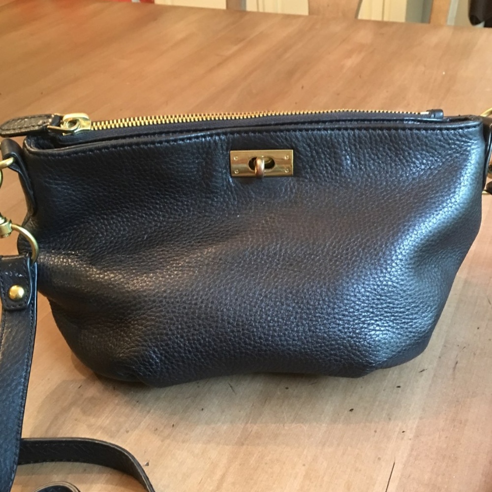 J. Crew Crossbody Bag In Black Leather